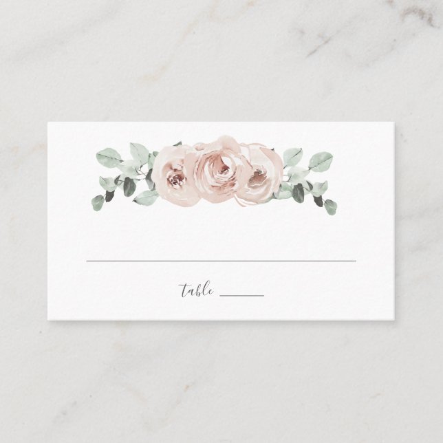 Tarjeta De Mesa Sage Greenery Rosa rosado  Boda floral (Anverso)