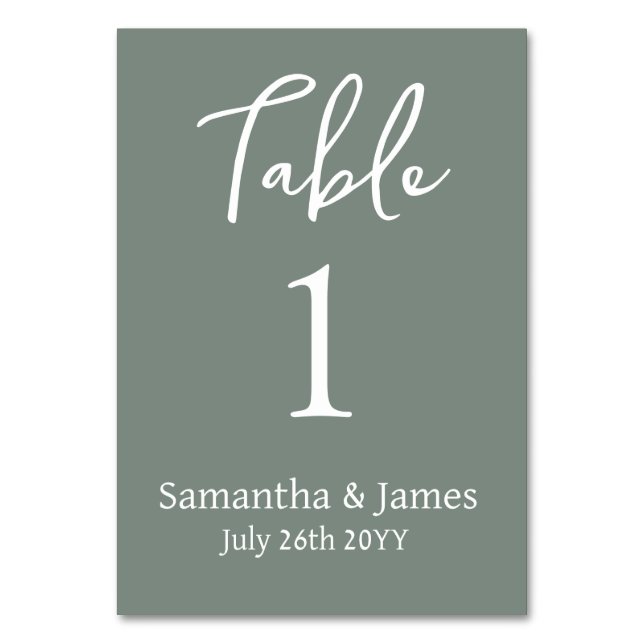 Tarjeta De Mesa Sage Modern Elegance Boda (Reverso)