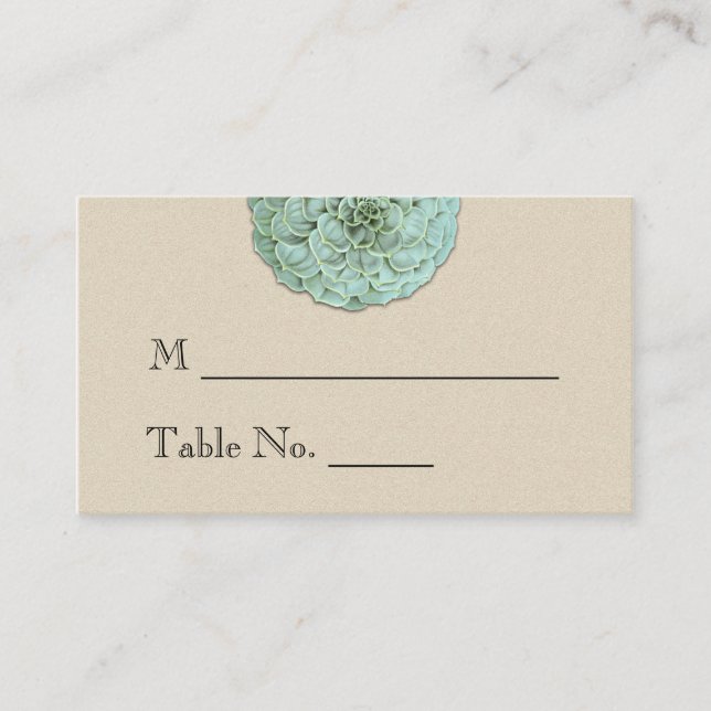 Tarjeta De Mesa Sage Suculent Boda Place Cards (Anverso)