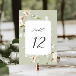 Tarjeta De Mesa Sage White Rubor Elegant Boda Floral