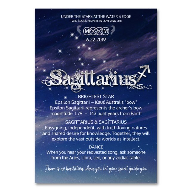 Tarjeta de mesa Sagittarium Centerpiece (Anverso)