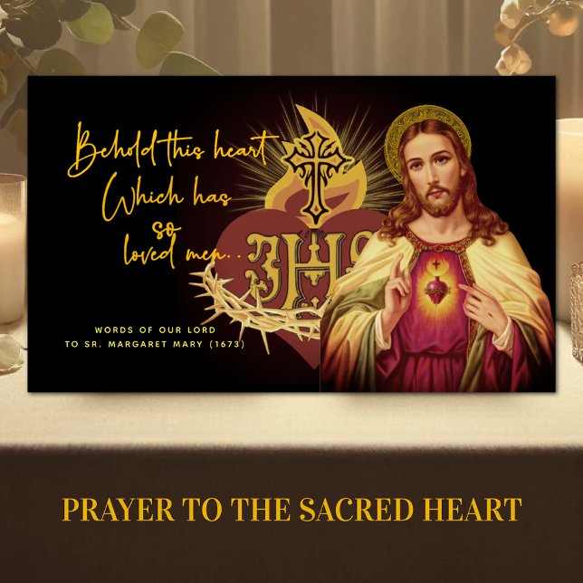 Tarjeta De Mesa Sagrado Corazón Católico de Jesús Memorare (Subido por el creador)