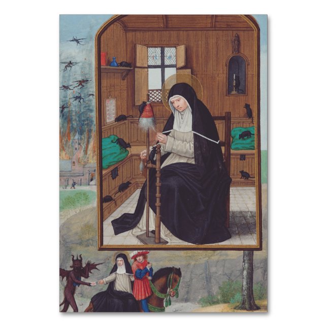 Tarjeta De Mesa Saint Gertrude de Helfta por Simon Bening (Anverso)