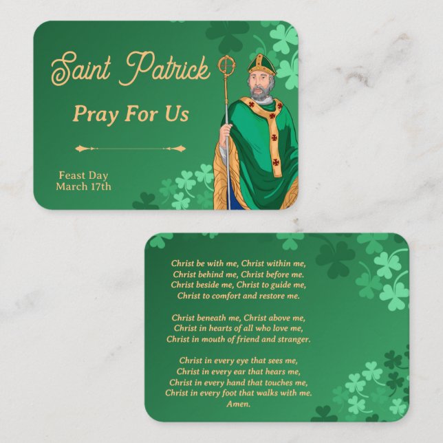 Tarjeta De Mesa Saint Patrick Prayer Card – Breastplate Prayer (Anverso / Reverso)