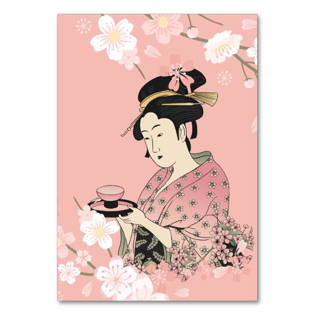 Tarjeta De Mesa Sakura Geisha (Anverso)