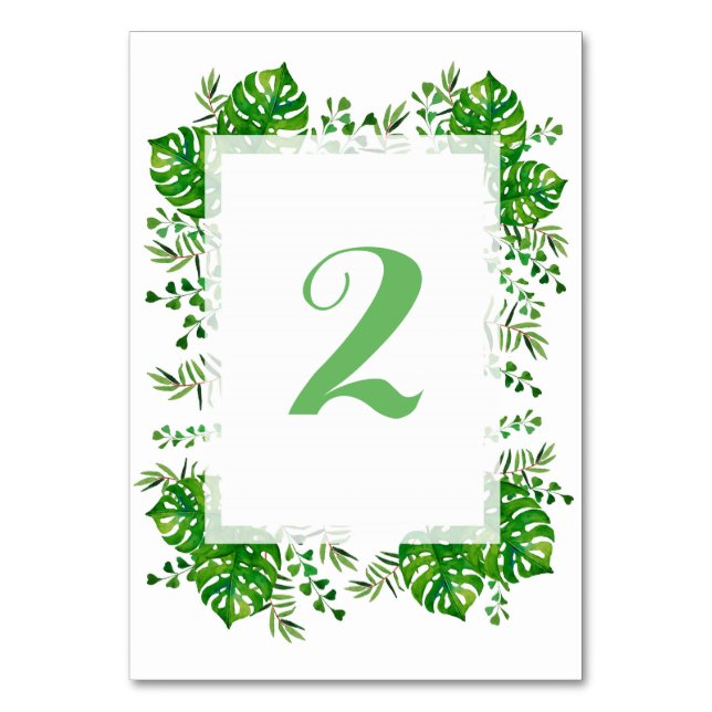 Tarjeta De Mesa Salto tropical acuarela boda número de tabla (Reverso)