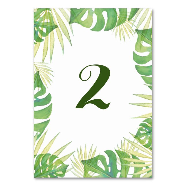 Tarjeta De Mesa Salto tropical acuarela boda número de tabla (Reverso)