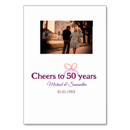 Tarjeta De Mesa Saludos de color rosa al boda de 50 años