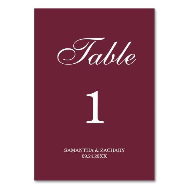 Tarjeta De Mesa Samantha Elegant Boda simple doble cara (Anverso)