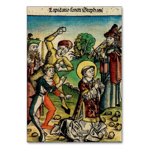 Tarjeta De Mesa San Esteban el Protomártir Iconografía de Arte Fin