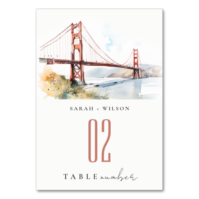 Tarjeta De Mesa San Francisco Golden Gate Bridge Landscape Wedding (Anverso)