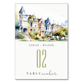 Tarjeta De Mesa San Francisco Painted Ladies Landscape Wedding
