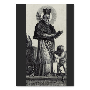 Tarjeta De Mesa San Patricio Apóstol de Irlanda Arte Monocromo