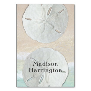 Tarjeta De Mesa Sand Dollar Beach Name Template Tented Place Cards