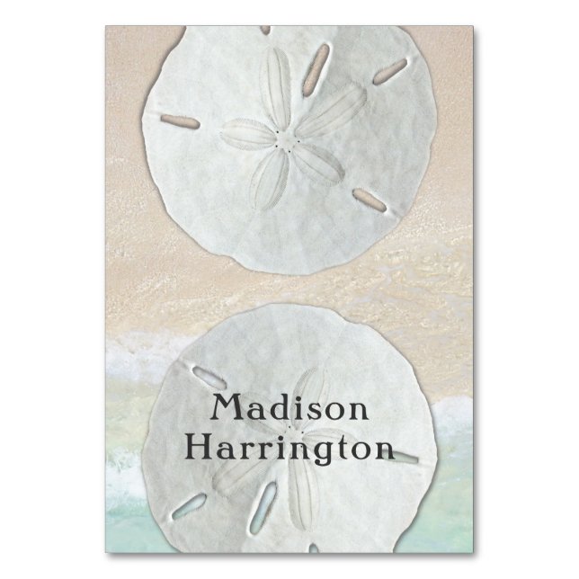 Tarjeta De Mesa Sand Dollar Beach Name Template Tented Place Cards (Anverso)