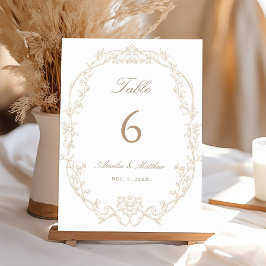Tarjeta De Mesa Sand Ornate Floral Frame Wedding