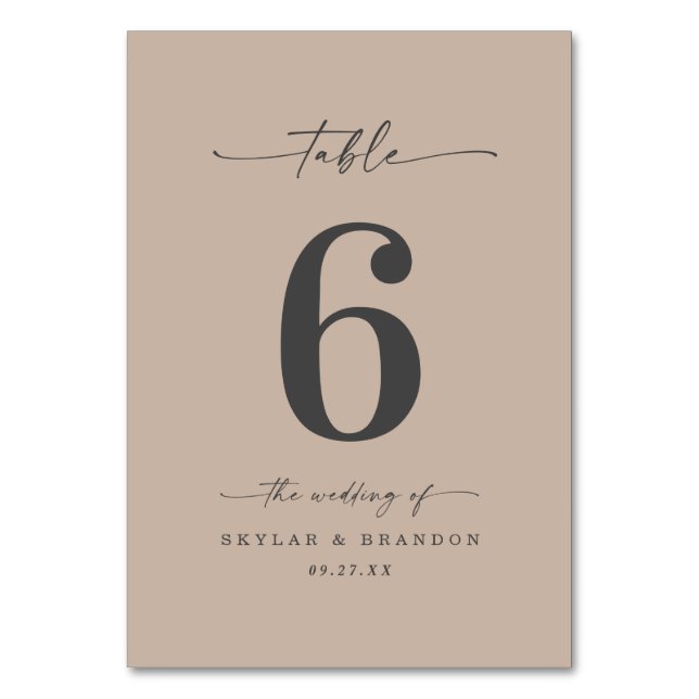 Tarjeta De Mesa Sand Sand Sand Sand Khaki Boda Beige (Anverso)