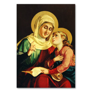 Tarjeta De Mesa Santa Ana y la Virgen María