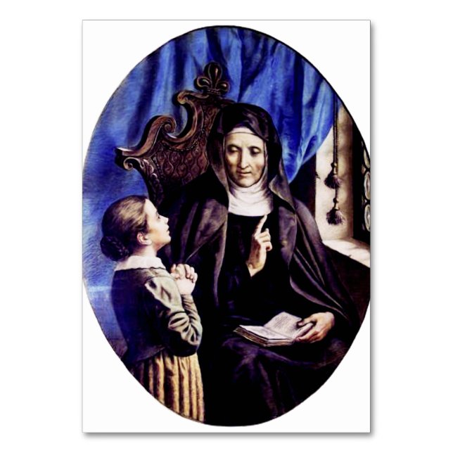 Tarjeta De Mesa Santa Ángela Merici Patrona de los Educadores y  (Anverso)