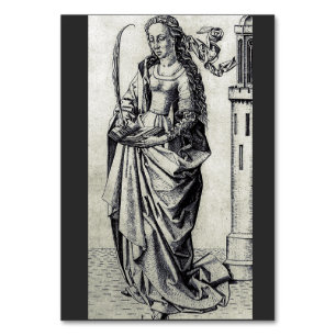 Tarjeta De Mesa Santa Bárbara de la Torre Arte Gráfico Sagrado