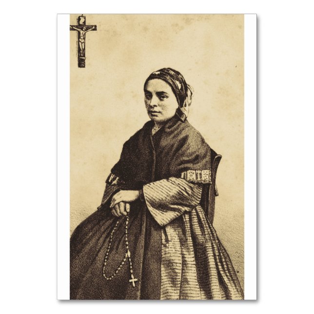 Tarjeta De Mesa Santa Bernadette Soubirous Arte Fino (Anverso)