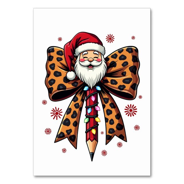 Tarjeta De Mesa Santa Claus lazo Coquette Escuela Enseñanza  (Anverso)