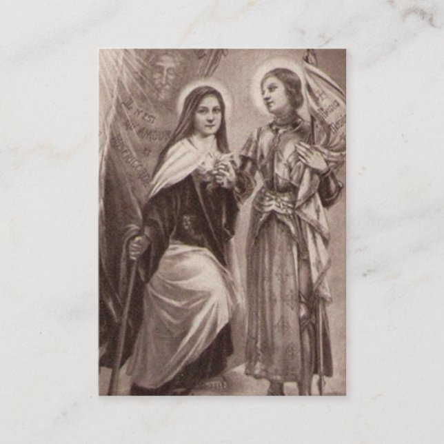 Tarjeta De Mesa Santa Teresa de Lisieux Juana de los Santos Católi (Anverso)