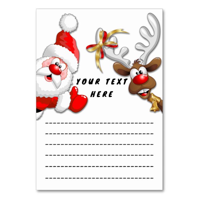 Tarjeta De Mesa Santa y los renos Feliz Personalizado (Anverso)