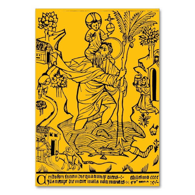 Tarjeta De Mesa Santo Cristóbal católico romano (Anverso)