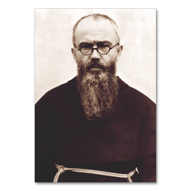 Tarjeta De Mesa Santo Maximiliano Kolbe sacerdote católico polaco (Anverso)