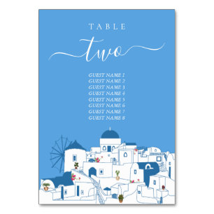 Tarjeta De Mesa Santorini Destination Greek Island Boda