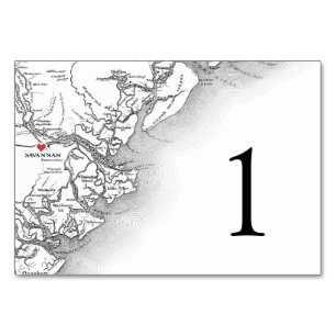 Tarjeta De Mesa Savannah Georgia Map Elegant Black White Boda