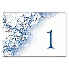 Tarjeta De Mesa Savannah Georgia Map Elegy Navy Blue Boda
