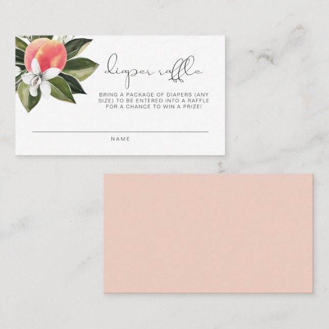 Tarjeta De Mesa SAVANNAH Little Peach Baby Shower Diaper Raffle (Anverso / Reverso)