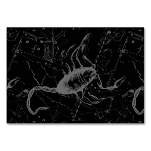 Tarjeta De Mesa Scorpio Constellation Hevelius 1690 en negro