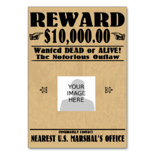 Tarjeta De Mesa Se busca vivo o muerto personalizado