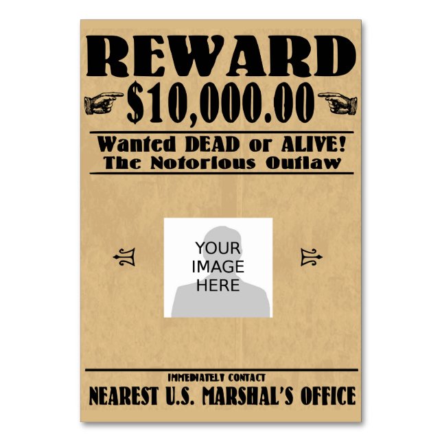 Tarjeta De Mesa Se busca vivo o muerto personalizado (Anverso)