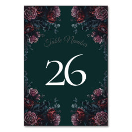 Tarjeta De Mesa Selva Oscura Verde Elegante Boda Maroon Mauve