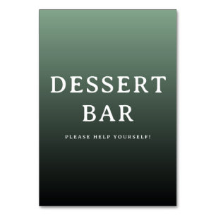 Tarjeta De Mesa Señal de barra de postres con gradiente verde invi