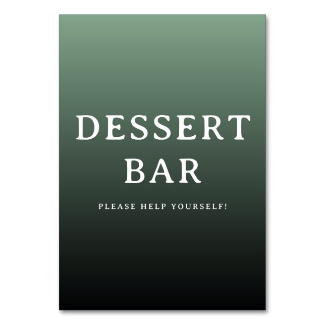 Tarjeta De Mesa Señal de barra de postres con gradiente verde invi (Anverso)