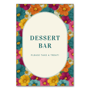 Tarjeta De Mesa Señal de barra de postres florales alegres