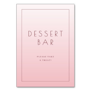 Tarjeta De Mesa Señal de barra de postres minimalista rosa alegre