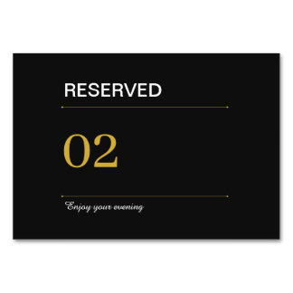 Tarjeta De Mesa Señal de mesa de boda reservada en oro negro de lu