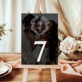 Tarjeta De Mesa Sencilla elegancia de la corona de 2 fotos Boda de