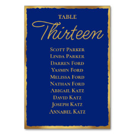 Tarjeta De Mesa Sencilla elegancia Real Blue Gold Edge