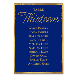 Tarjeta De Mesa Sencilla elegancia Real Blue Gold Edge