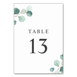 Tarjeta De Mesa Sencilla Elegante Vegetación Rústica Boda de Eucal