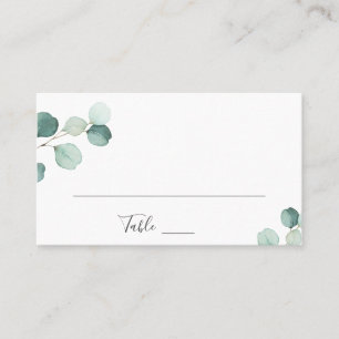 Tarjeta De Mesa Sencilla Elegante Verde Boda Rústica de Eucalipto