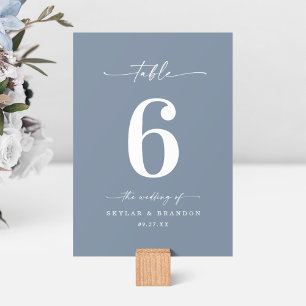 Tarjeta De Mesa Sencilla recepción de matrimonio azul turbio en co