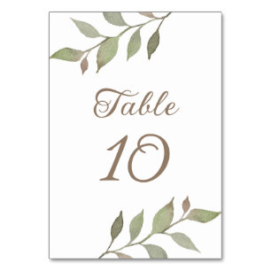 Tarjeta De Mesa Sencilla vegetación Boda de hojas botánicas